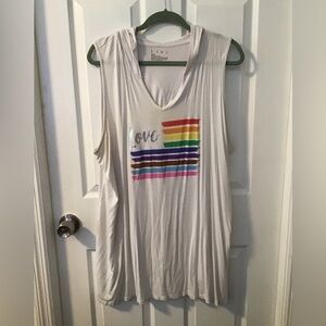 White Sleeveless Top with Rainbow Design